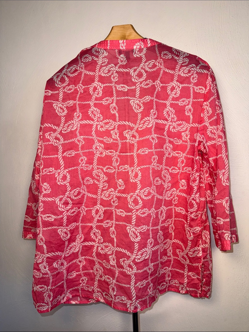 Talbots Pink Rope-Print V-Neck Tunic - Picture 5 of 6